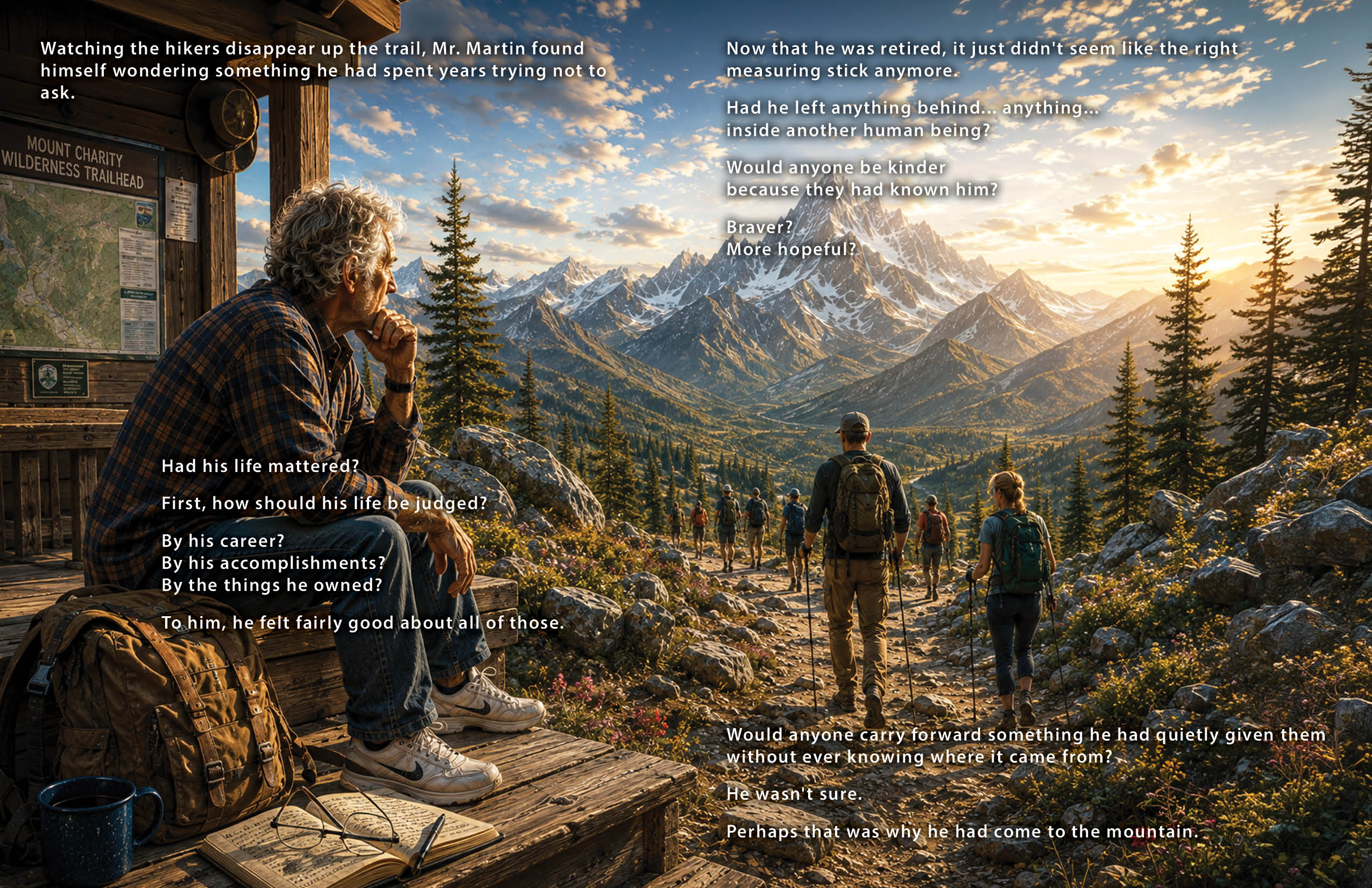 The Old Man and the Mountain — spread 1
